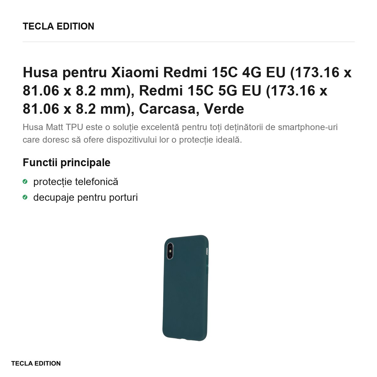 Husa Matt TPU forest pentru Xiaomi Redmi 15C 4G EU, Redmi 15C 5G EU, Carcasa, Verde [2]
