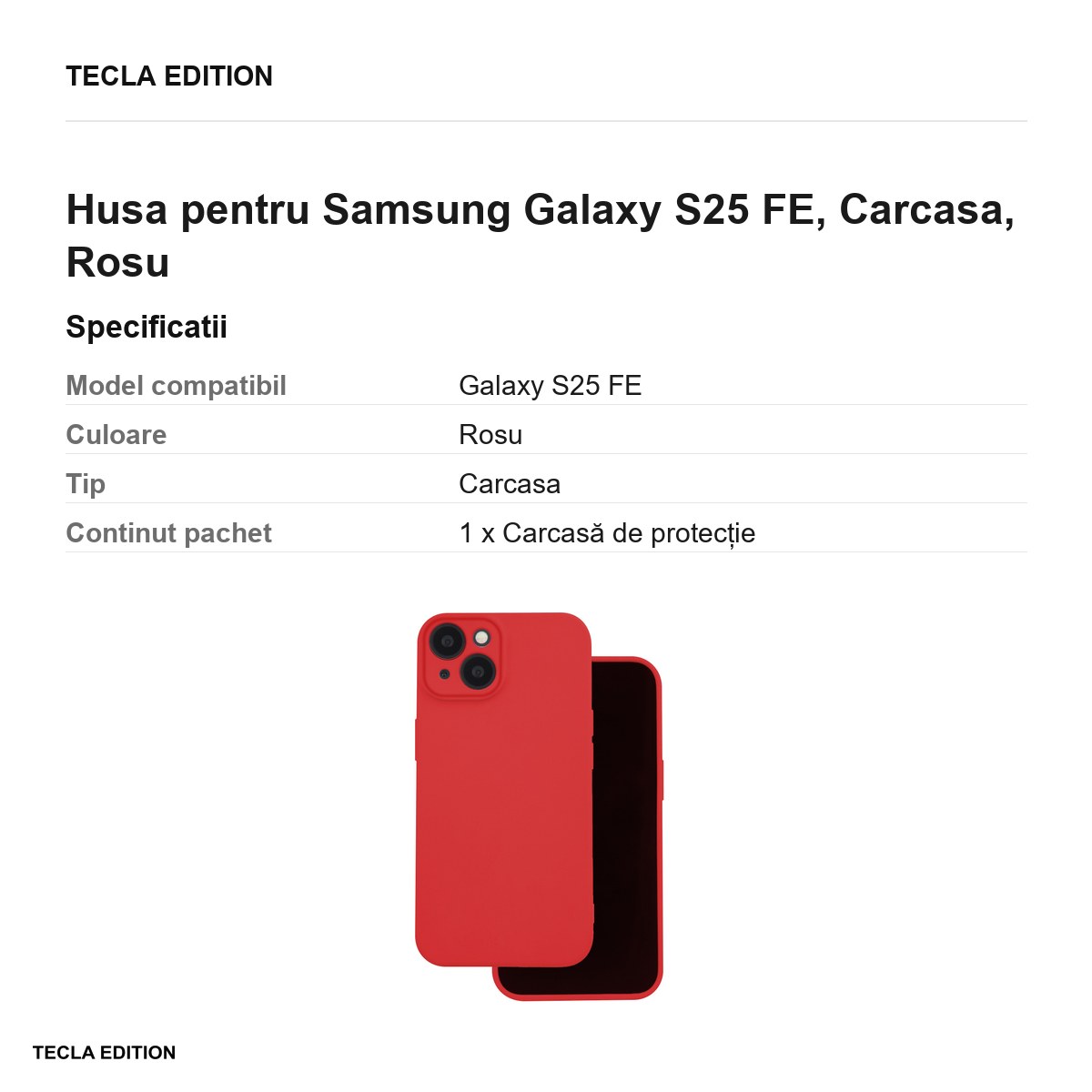 Husa Silicon Box pentru Samsung Galaxy S25 FE, Carcasa, Rosu [3]