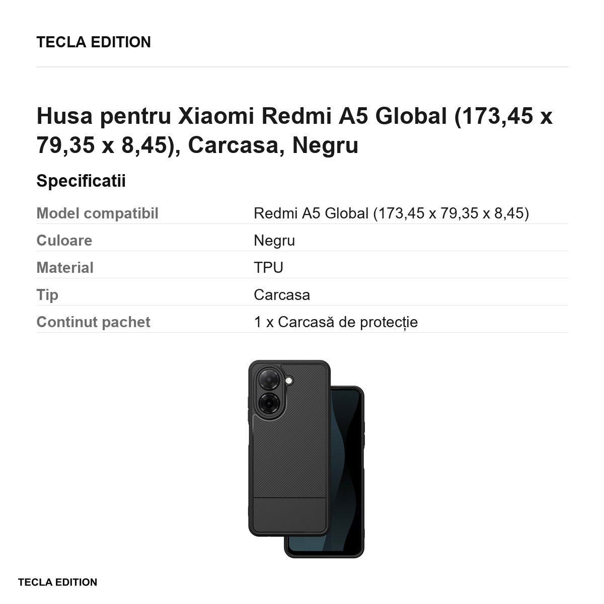 Husa Simple Carbon pentru Xiaomi Redmi A5 Global, Carcasa, Negru [3]