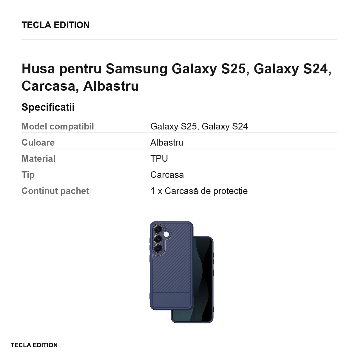 Husa Simple Carbon pentru Samsung Galaxy S25, Galaxy S24, Carcasa, Albastru [3]