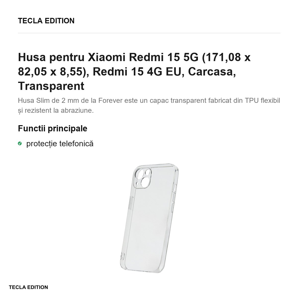 Husa Slim 2 mm pentru Xiaomi Redmi 15 5G, Redmi 15 4G EU, Carcasa, Transparent [2]