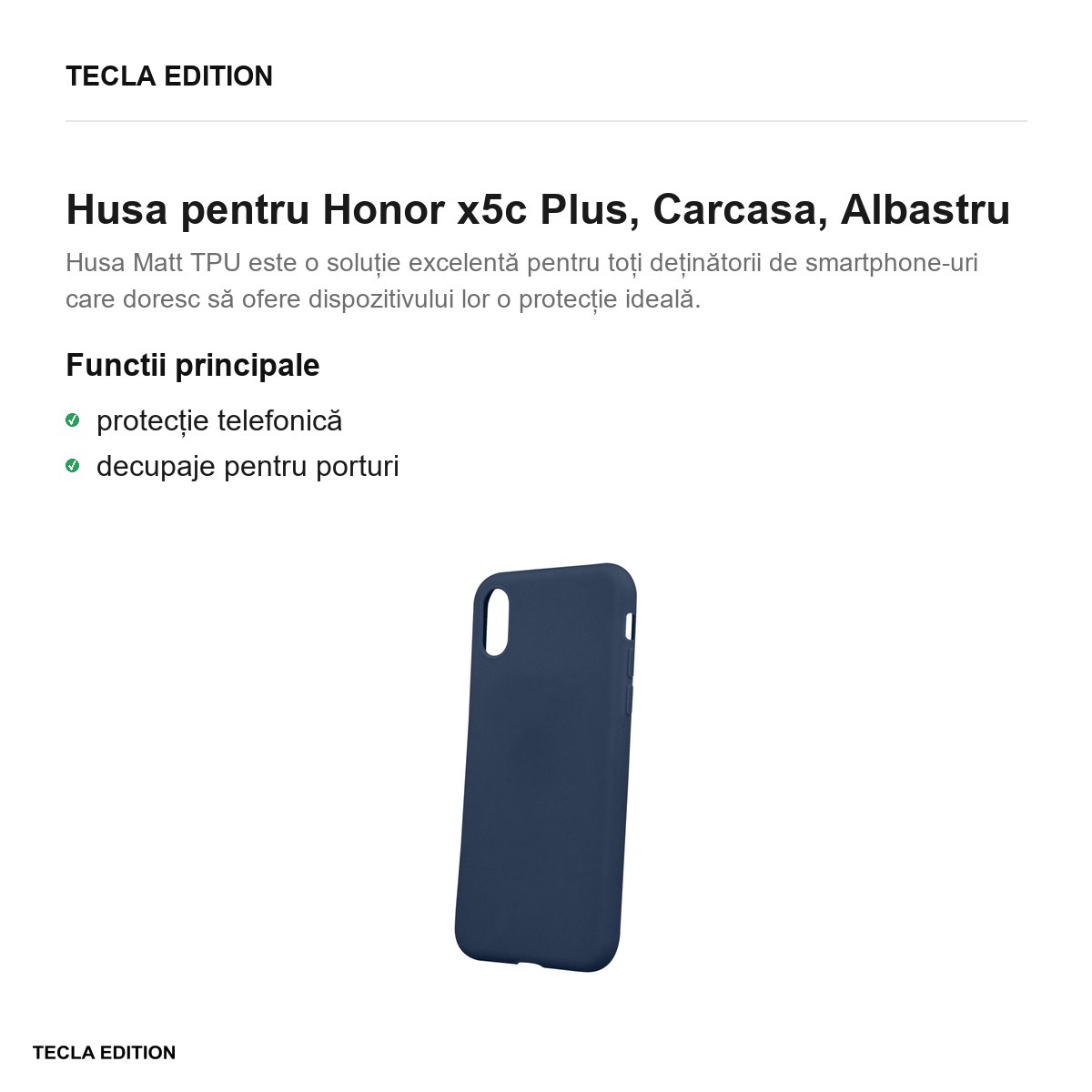 Husa Matt TPU pentru Honor x5c Plus, Carcasa, Albastru [2]