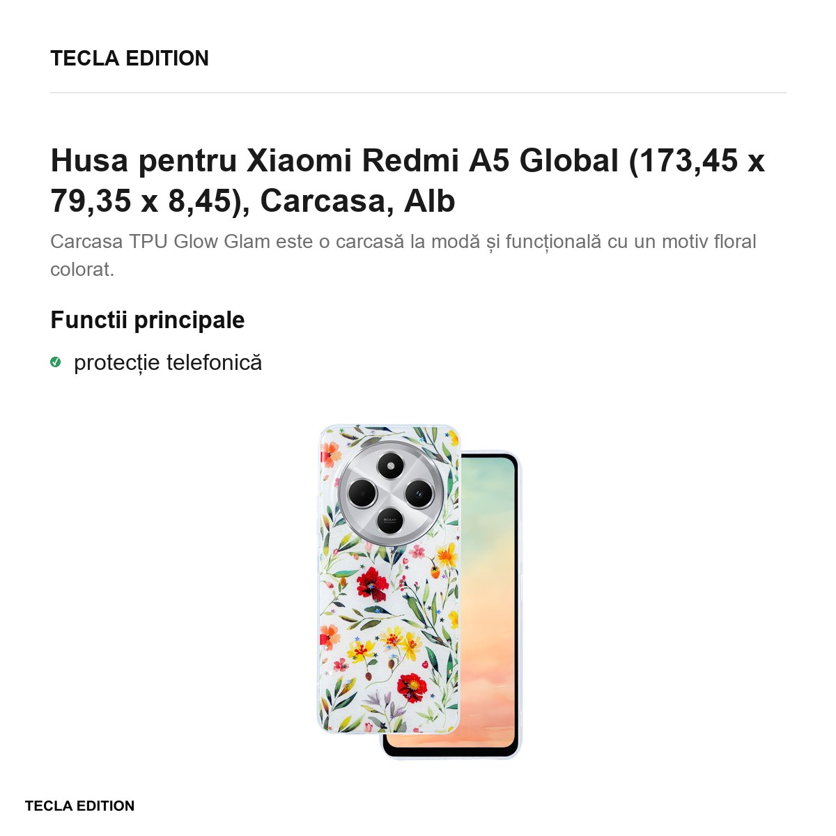 Husa Glow Glam pentru Xiaomi Redmi A5 Global, Carcasa, Alb [2]