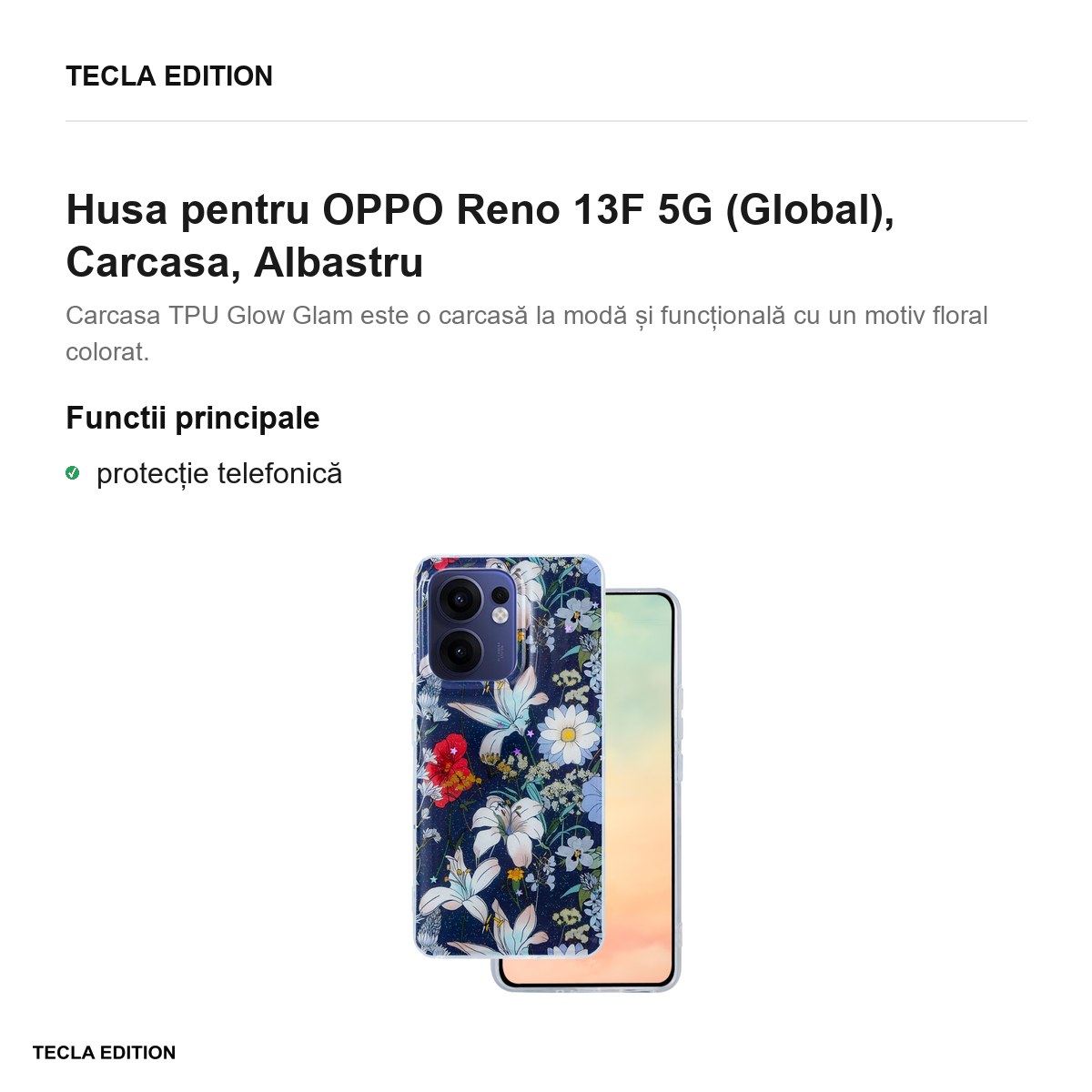 Husa Glow Glam pentru OPPO Reno 13F 5G (Global), Carcasa, Albastru [2]