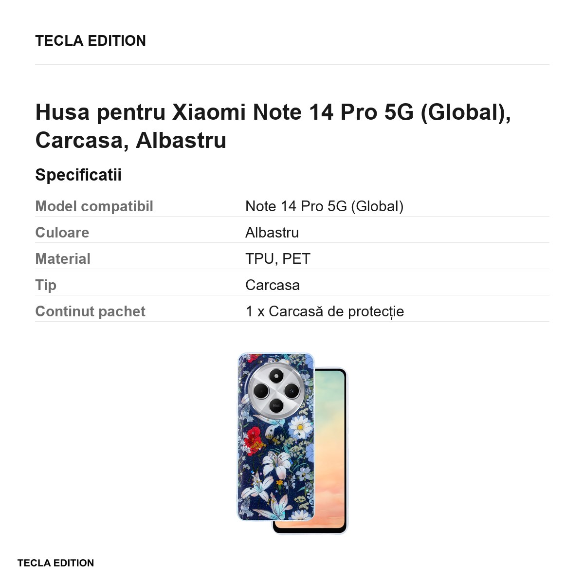 Husa Glow Glam pentru Xiaomi Note 14 Pro 5G (Global), Carcasa, Albastru [3]