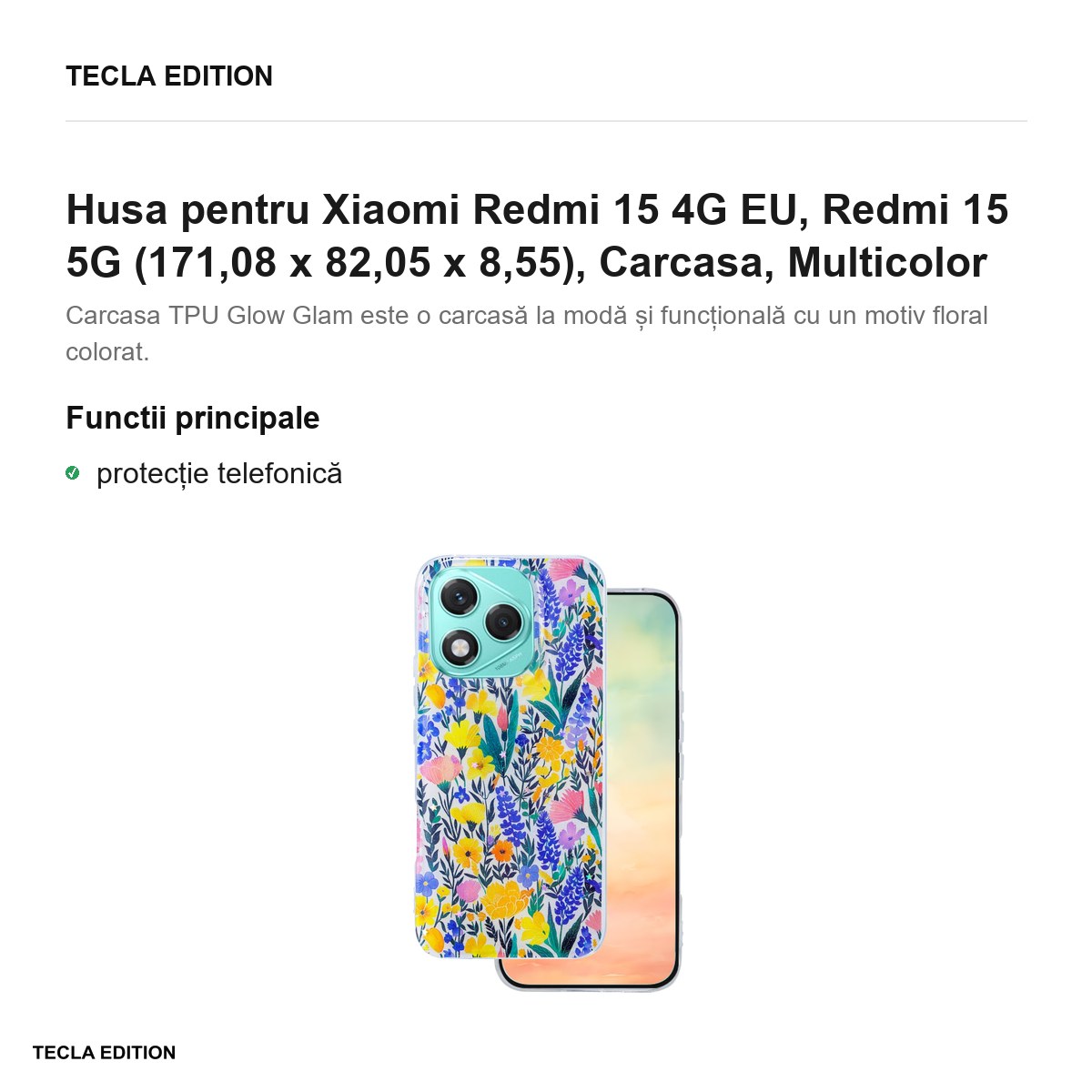 Husa Glow Glam rustic pentru Xiaomi Redmi 15 4G EU, Redmi 15 5G, Carcasa, Multicolor [2]