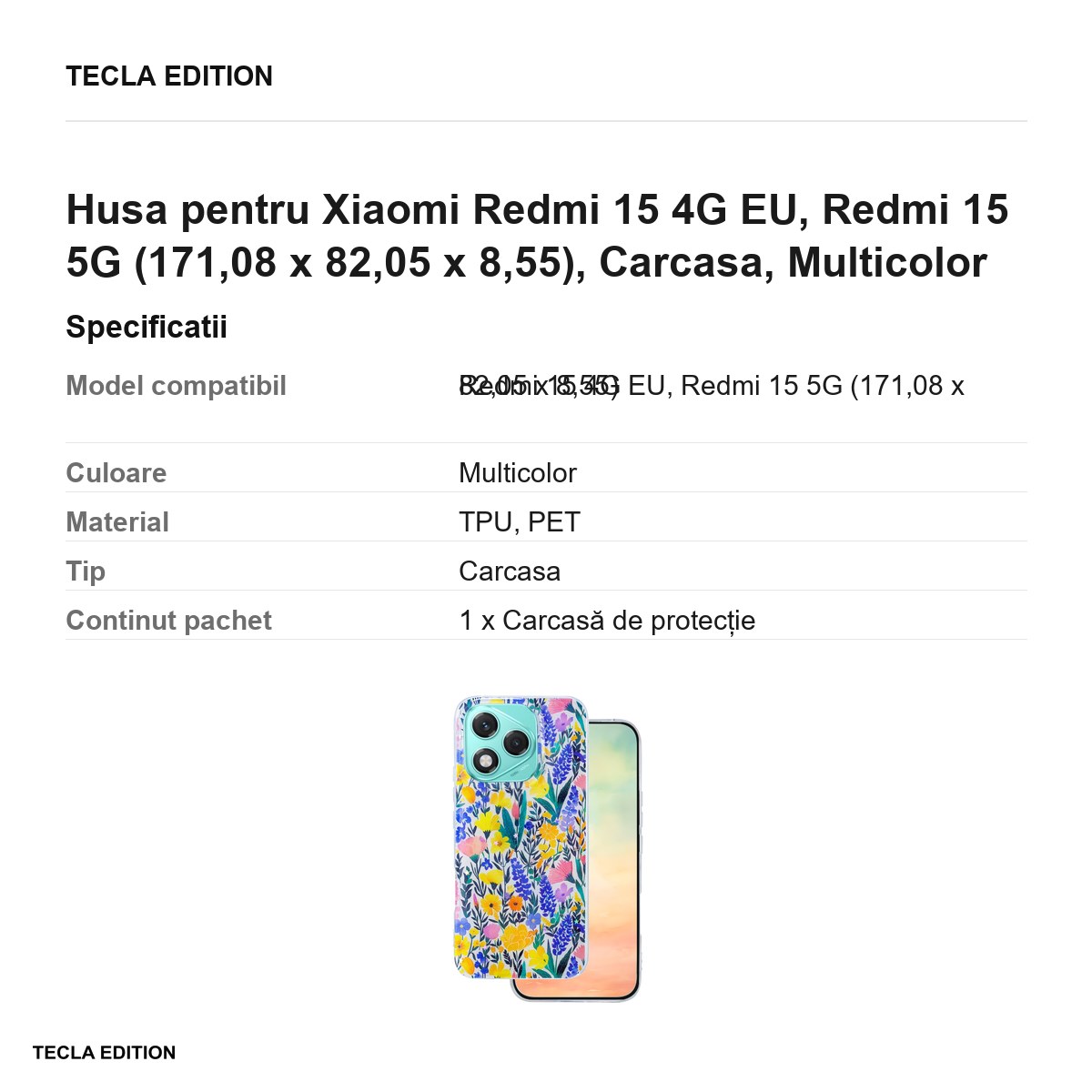 Husa Glow Glam rustic pentru Xiaomi Redmi 15 4G EU, Redmi 15 5G, Carcasa, Multicolor [3]