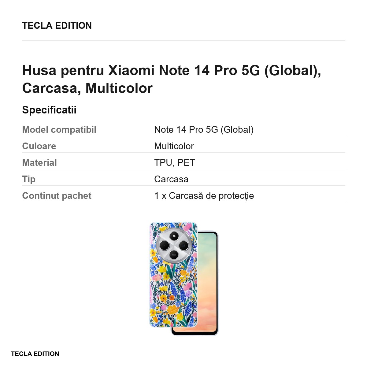 Husa Glow Glam rustic pentru Xiaomi Note 14 Pro 5G (Global), Carcasa, Multicolor [3]