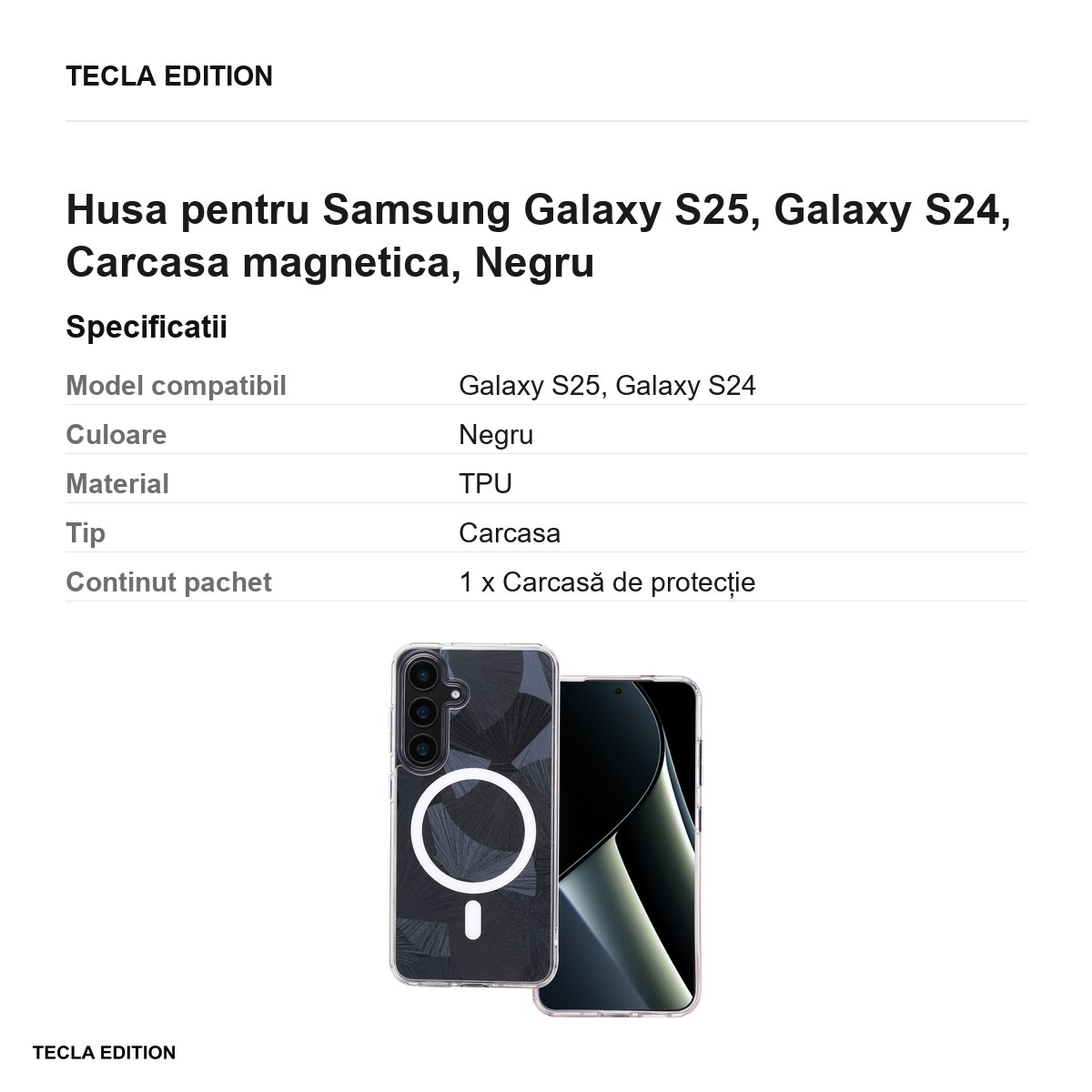 Husa Flash Mag pentru Samsung Galaxy S25, Galaxy S24, Carcasa magnetica, Negru [3]