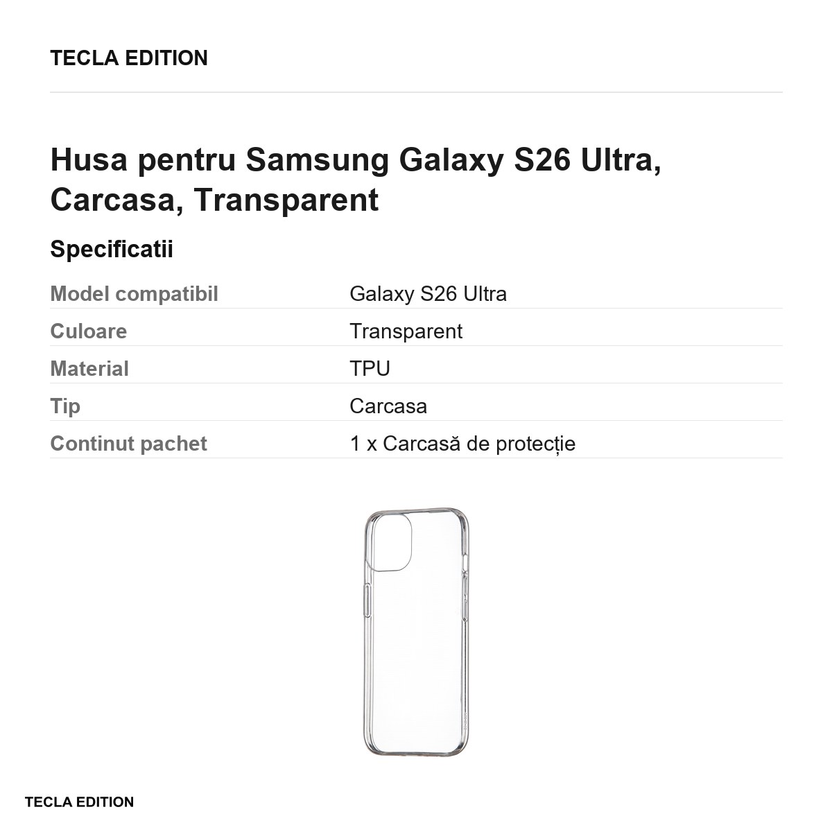 Husa Slim 1 mm pentru Samsung Galaxy S26 Ultra, Carcasa, Transparent [3]