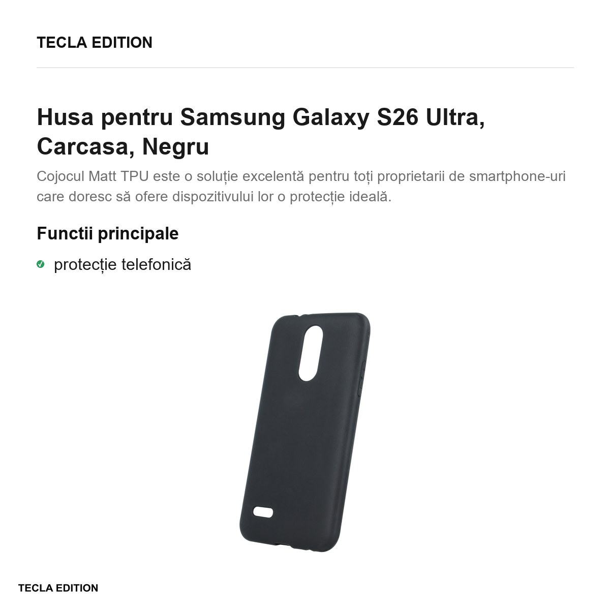 Husa Matt TPU pentru Samsung Galaxy S26 Ultra, Carcasa, Negru [2]
