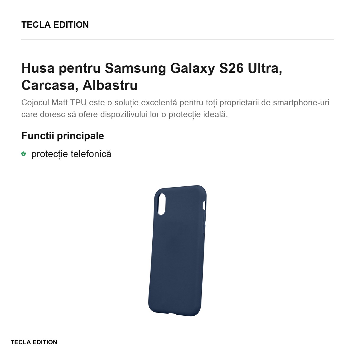 Husa Matt TPU pentru Samsung Galaxy S26 Ultra, Carcasa, Albastru [2]
