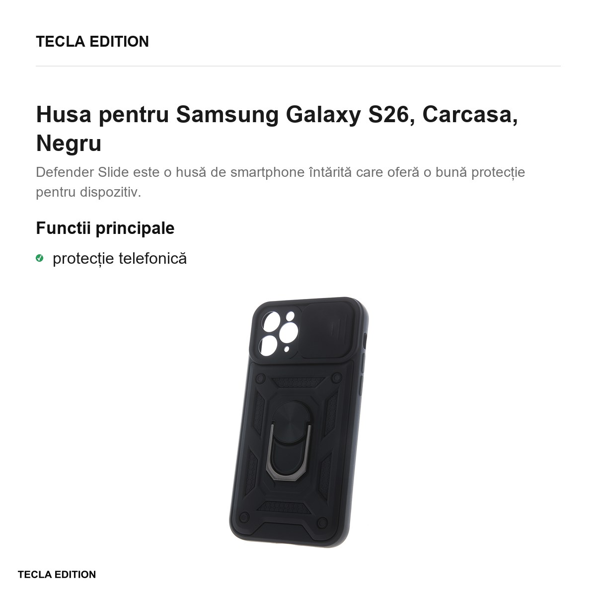 Husa Defender Slide pentru Samsung Galaxy S26, Carcasa magnetica, Negru [2]