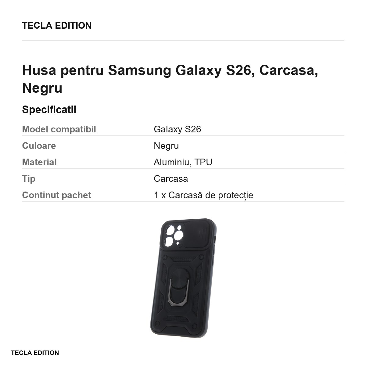 Husa Defender Slide pentru Samsung Galaxy S26, Carcasa magnetica, Negru [3]