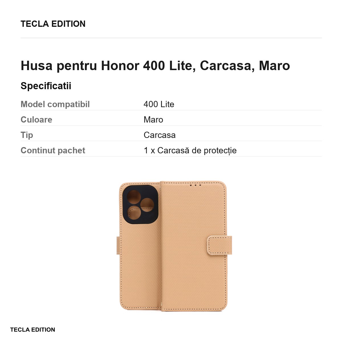 Husa Smart Triangle pentru Honor 400 Lite, tip carte, Maro [3]