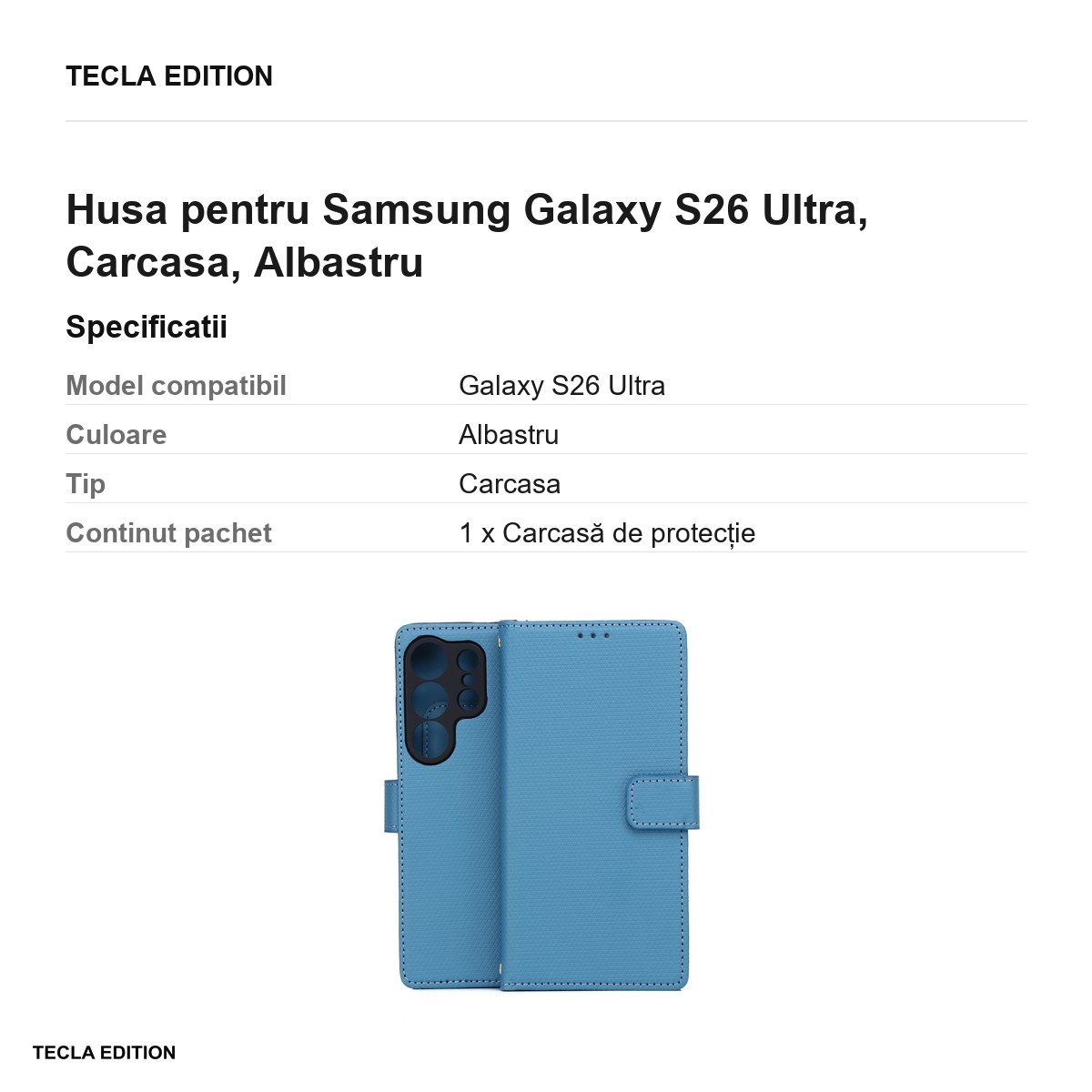 Husa Smart Triangle pentru Samsung Galaxy S26 Ultra, tip carte, Albastru [3]