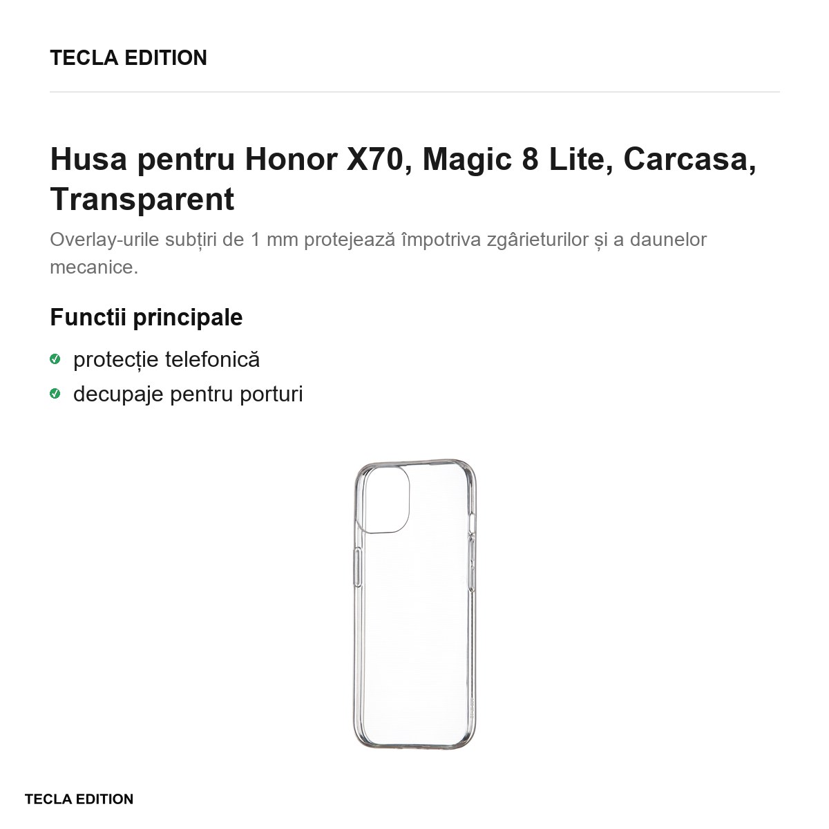 Husa Slim 1 mm pentru Honor X70, Magic 8 Lite, Carcasa, Transparent [2]