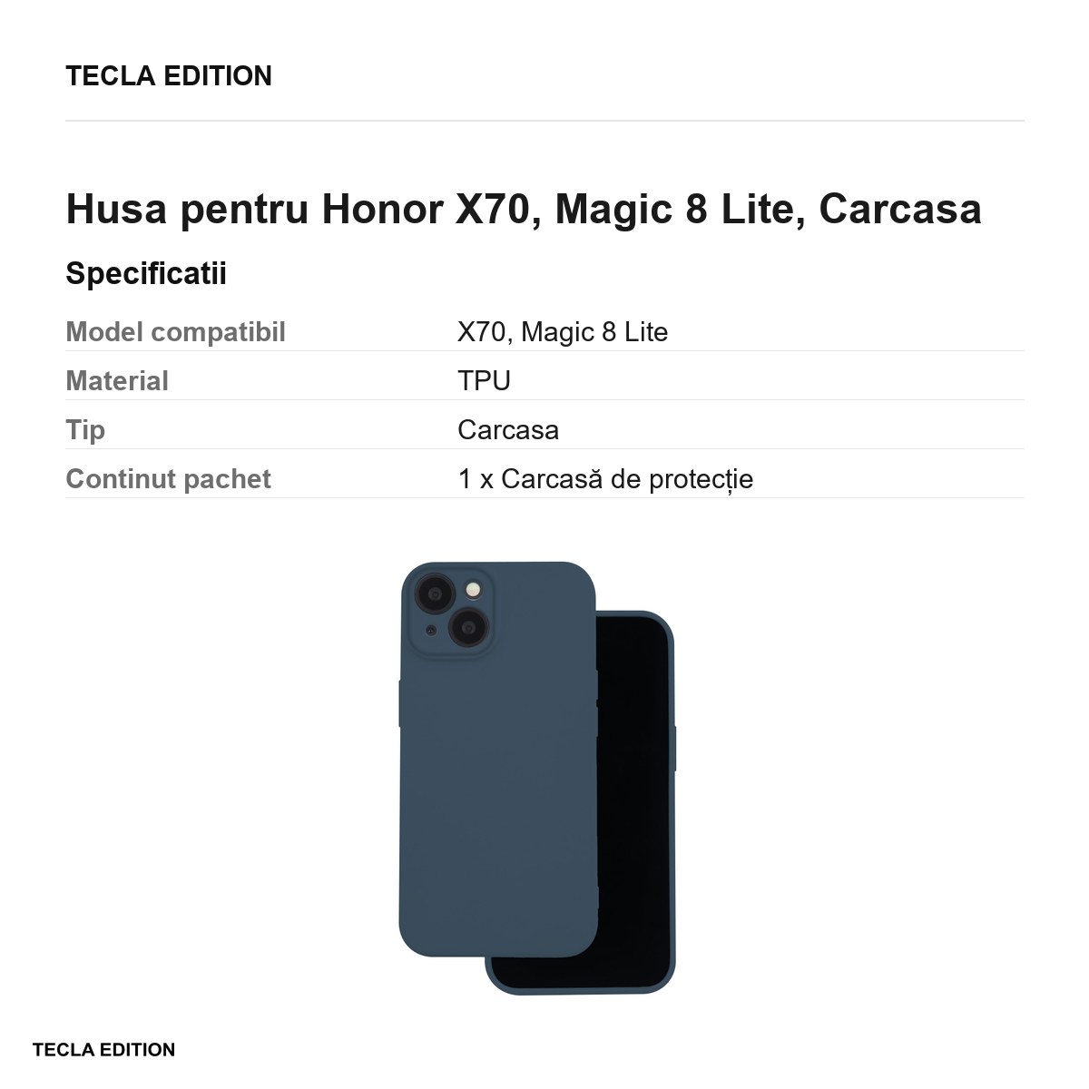 Husa Silicon pentru Honor X70, Magic 8 Lite, Carcasa, Albastru inchis [3]