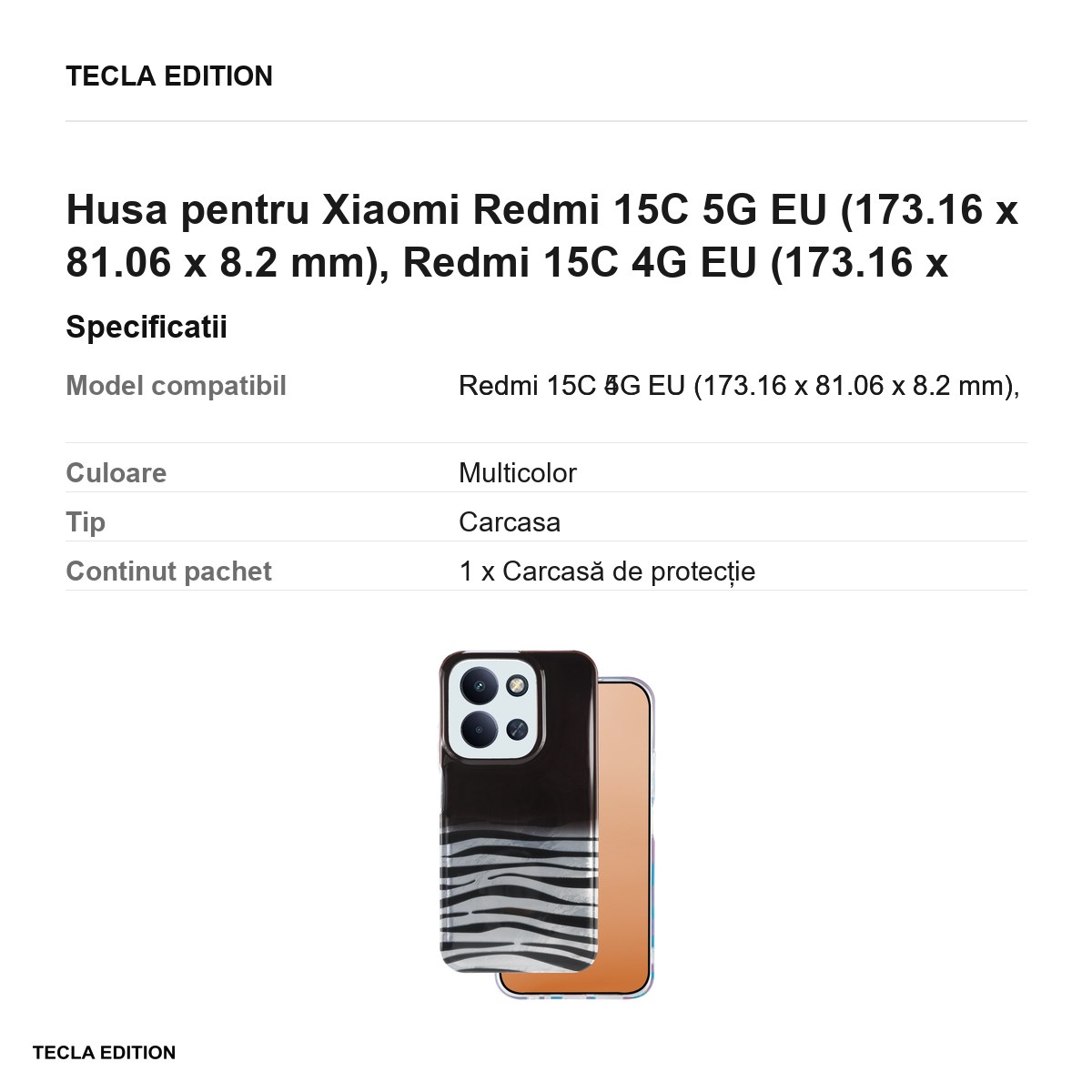 Husa Animal Print Okapi pentru Xiaomi Redmi 15C 5G EU, Redmi 15C 4G EU, Carcasa, Multicolor [3]