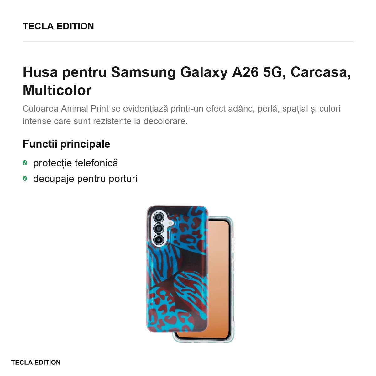 Husa Animal Print Chameleon pentru Samsung Galaxy A26 5G, Carcasa, Multicolor [2]
