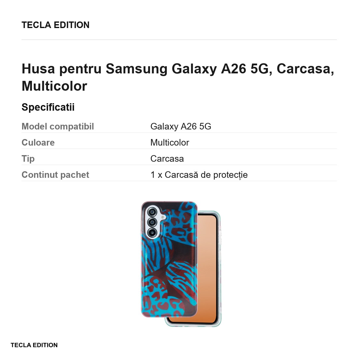 Husa Animal Print Chameleon pentru Samsung Galaxy A26 5G, Carcasa, Multicolor [3]