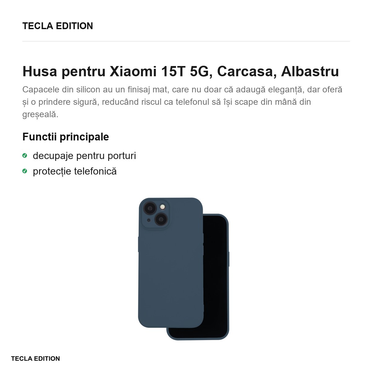 Husa Silicon pentru Xiaomi 15T 5G, Carcasa, Albastru [2]
