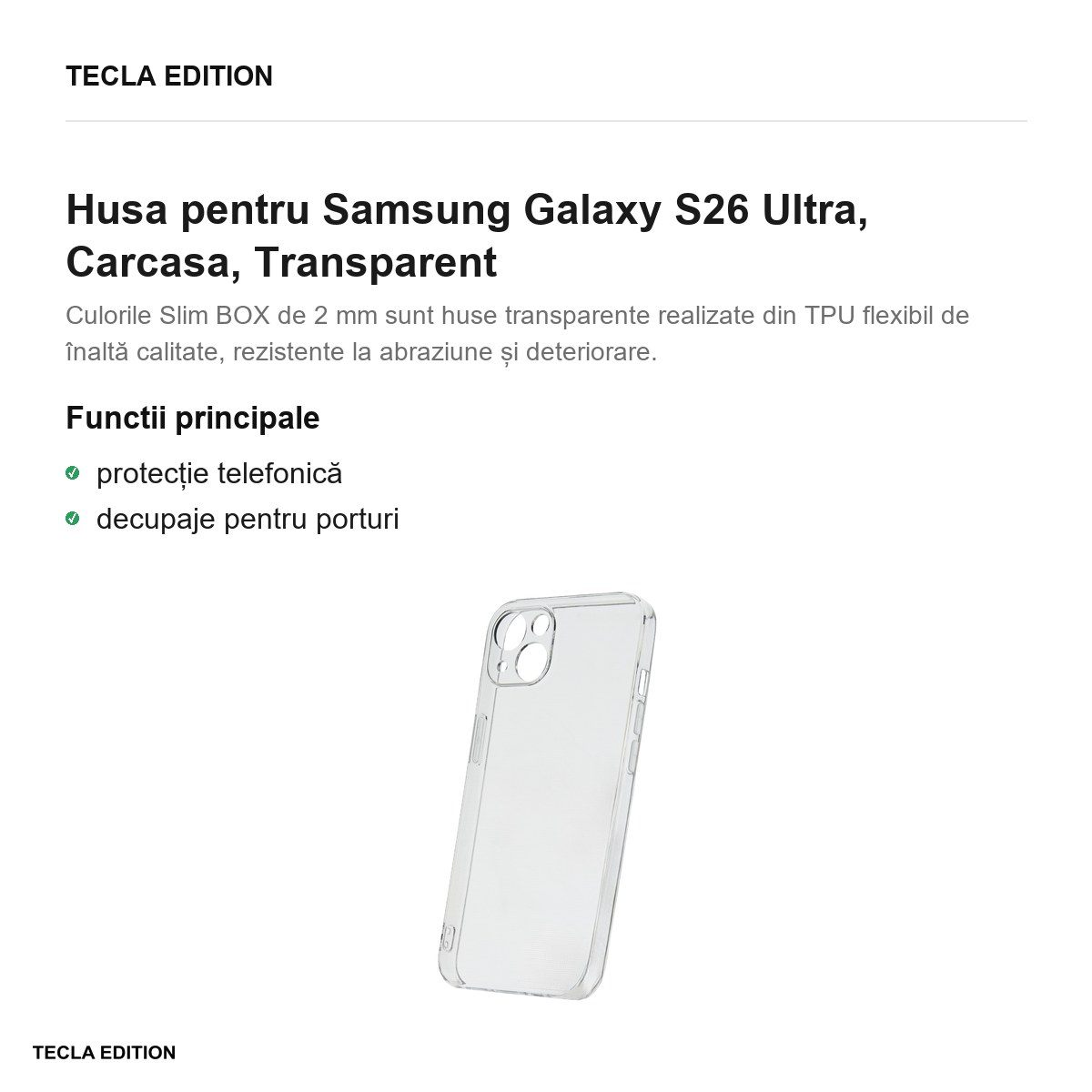 Husa Slim 2 mm Box pentru Samsung Galaxy S26 Ultra, Carcasa, Transparent [2]
