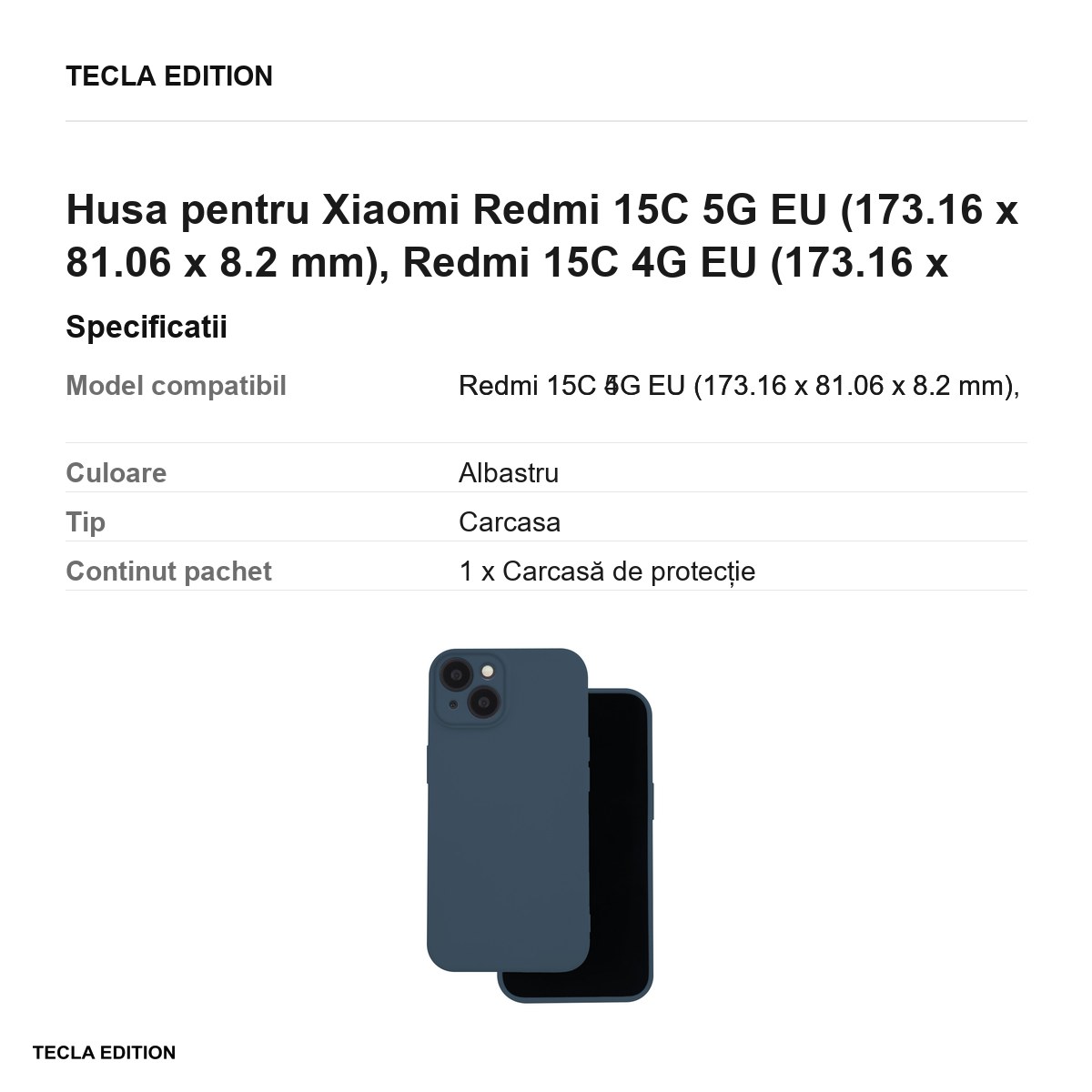 Husa Silicon Box pentru Xiaomi Redmi 15C 5G EU, Redmi 15C 4G EU, Carcasa, Albastru [3]