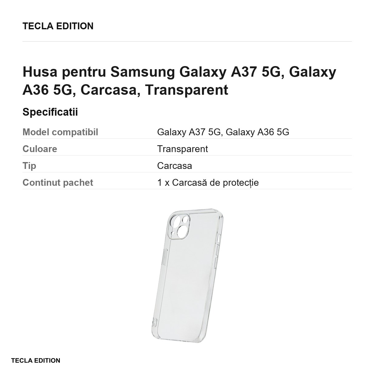 Husa Slim 2 mm pentru Samsung Galaxy A37 5G, Galaxy A36 5G, Carcasa, Transparent [3]