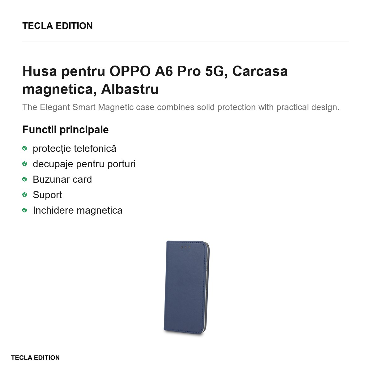 Husa Smart Magnetic pentru OPPO A6 Pro 5G, tip carte cu inchidere magnetica, Albastru [2]