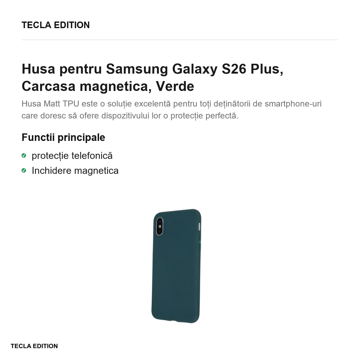 Husa Matt TPU forest pentru Samsung Galaxy S26 Plus, Carcasa magnetica, Verde [2]