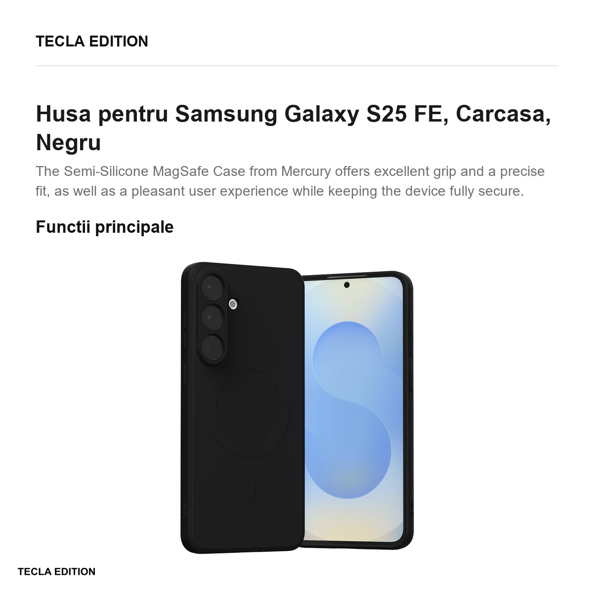 Husa Mercury Semi-silicone pentru Samsung Galaxy S25 FE, Carcasa, Negru [2]