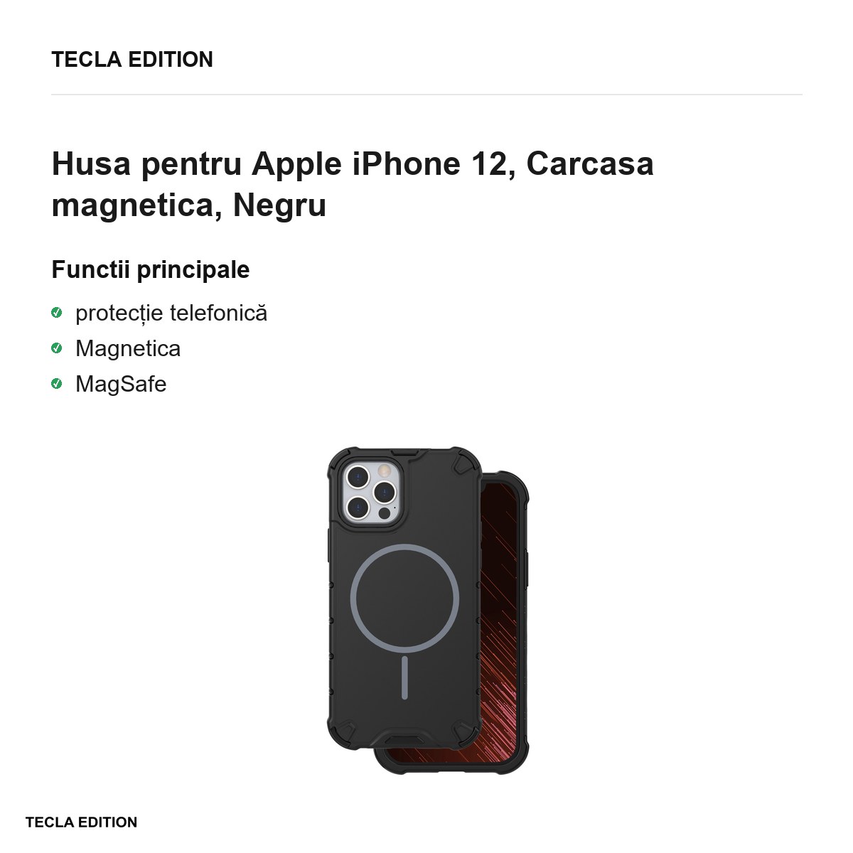 Husa Defender 2in1 Mag pentru Apple iPhone 12, Carcasa magnetica, Negru [2]