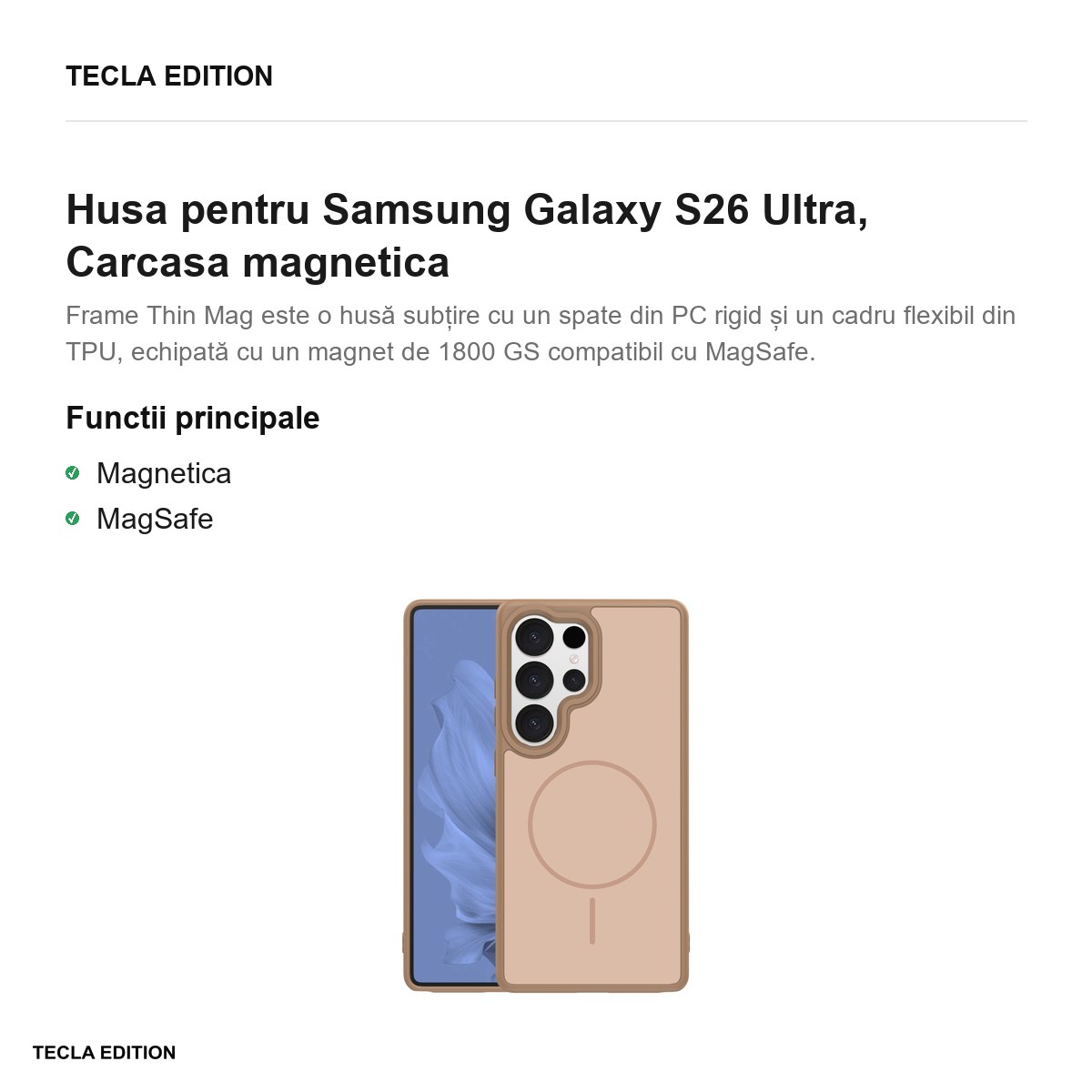 Husa Frame Thin Mag pentru Samsung Galaxy S26 Ultra, Carcasa magnetica, Maro [2]