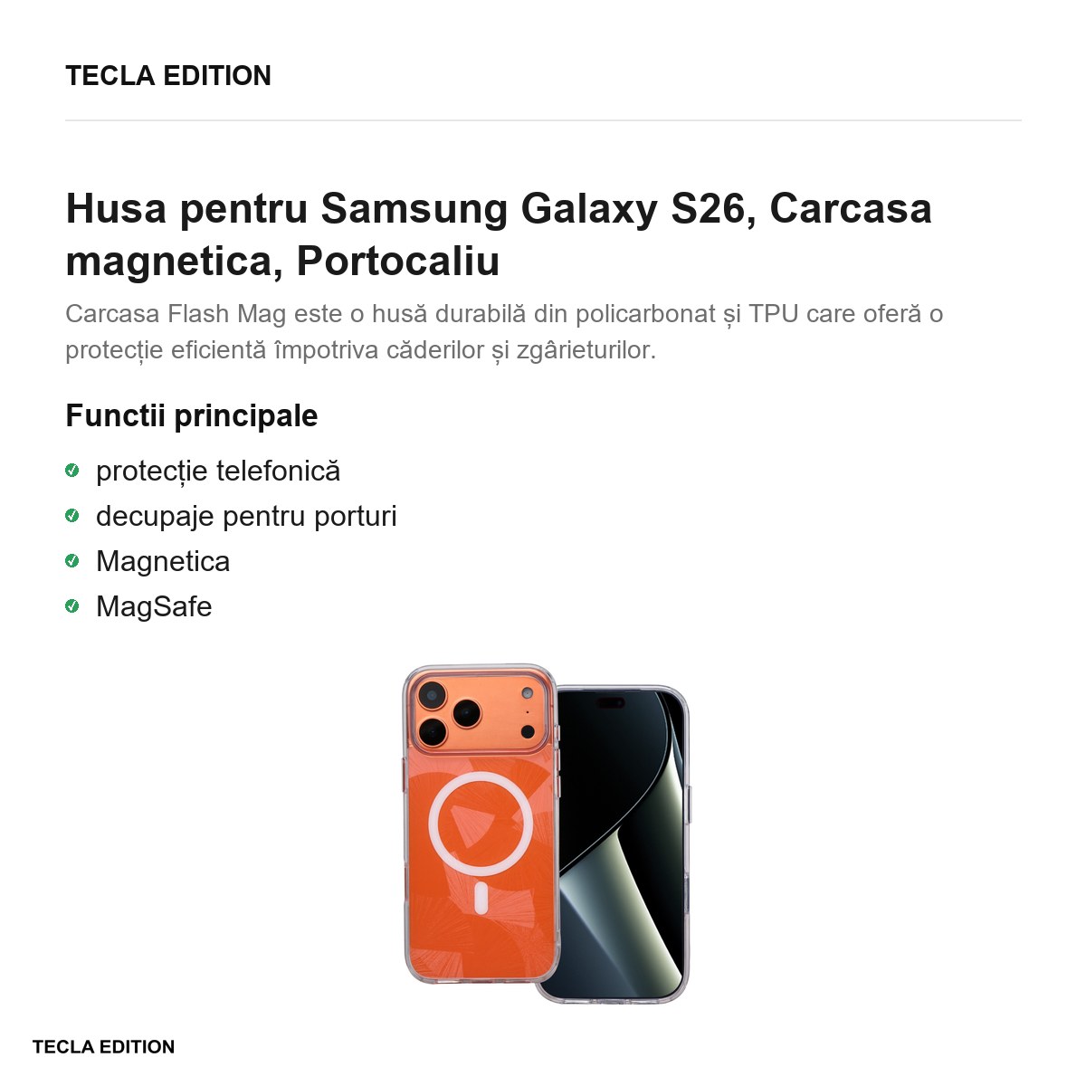 Husa Flash Mag pentru Samsung Galaxy S26, Carcasa magnetica, Portocaliu [2]