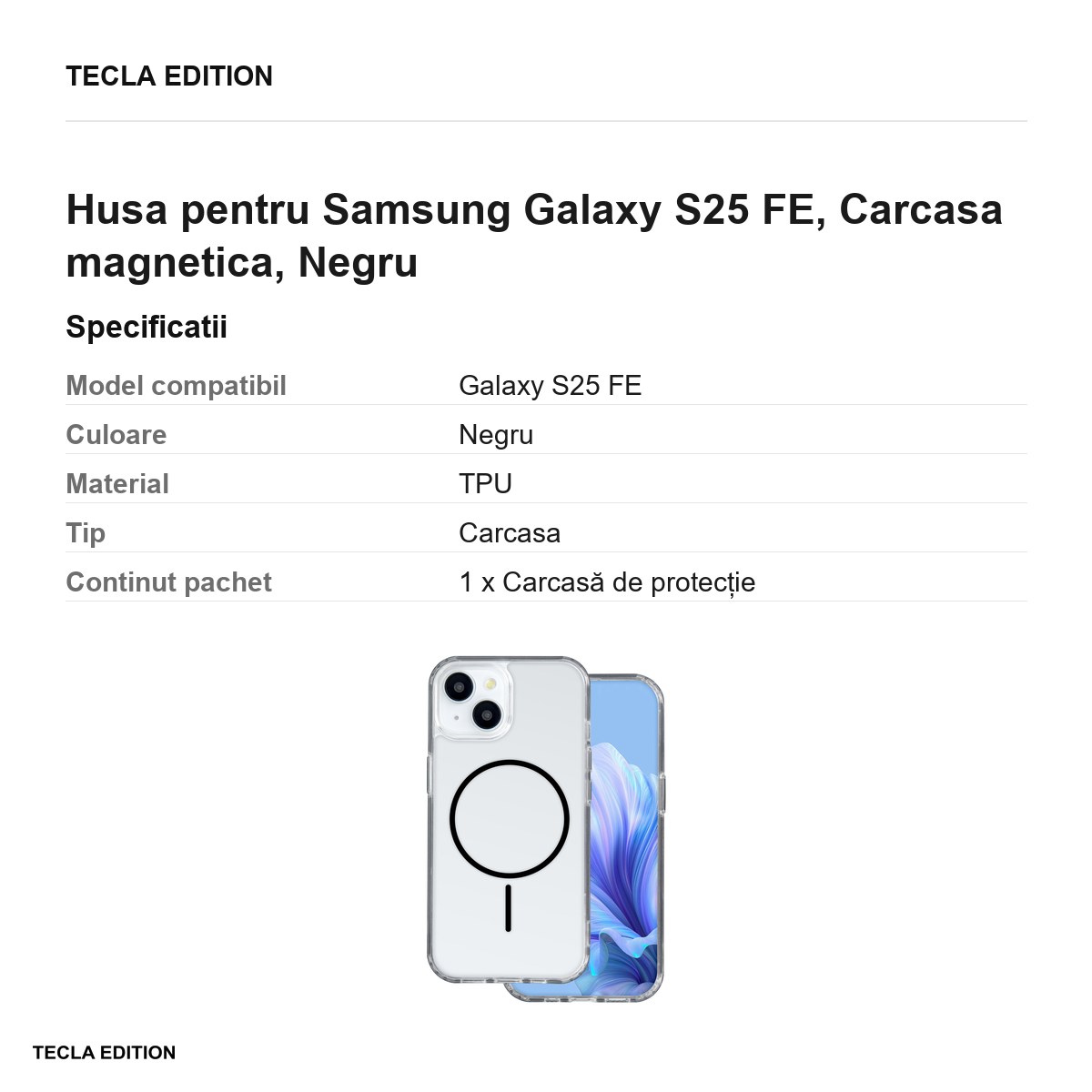 Husa Anti Shock Thin Mag pentru Samsung Galaxy S25 FE, Carcasa magnetica, Negru [3]