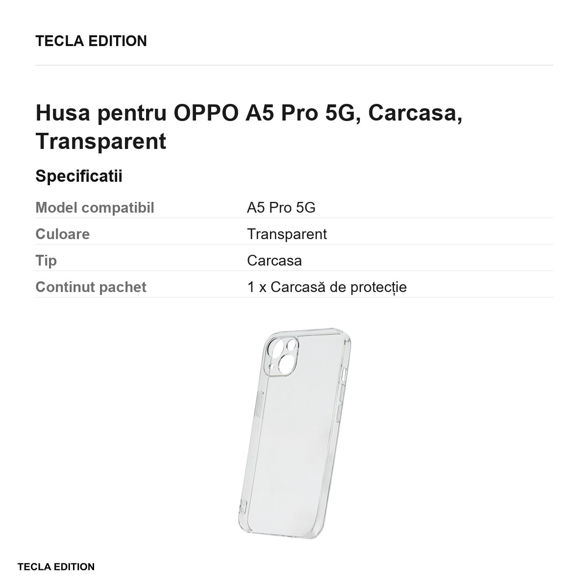 Husa Slim 2 mm pentru OPPO A5 Pro 5G, Carcasa, Transparent [3]