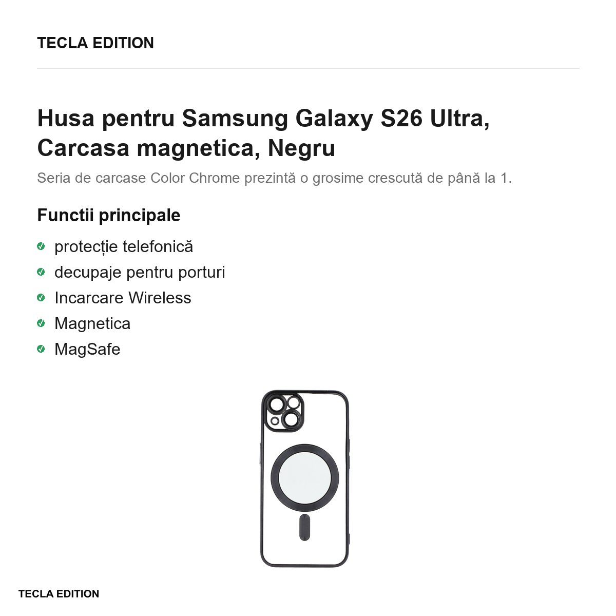 Husa Color Chrome Mag pentru Samsung Galaxy S26 Ultra, Carcasa magnetica, Negru [2]