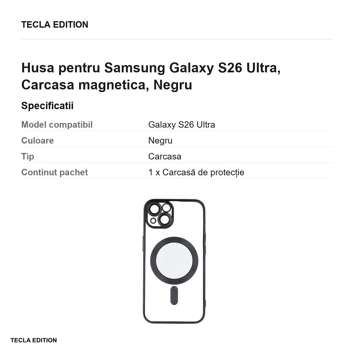 Husa Color Chrome Mag pentru Samsung Galaxy S26 Ultra, Carcasa magnetica, Negru [3]