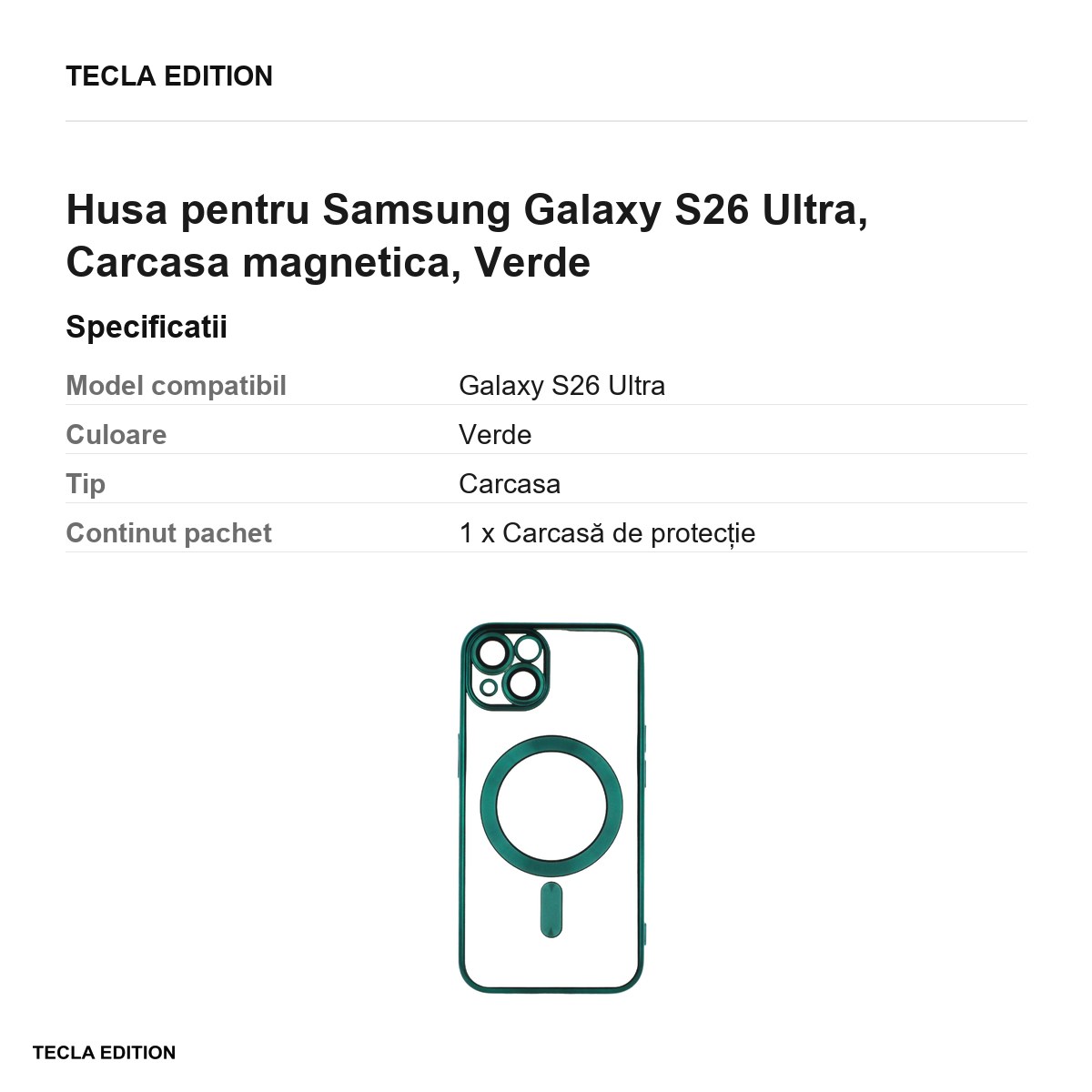 Husa Color Chrome Mag pentru Samsung Galaxy S26 Ultra, Carcasa magnetica, Verde [3]