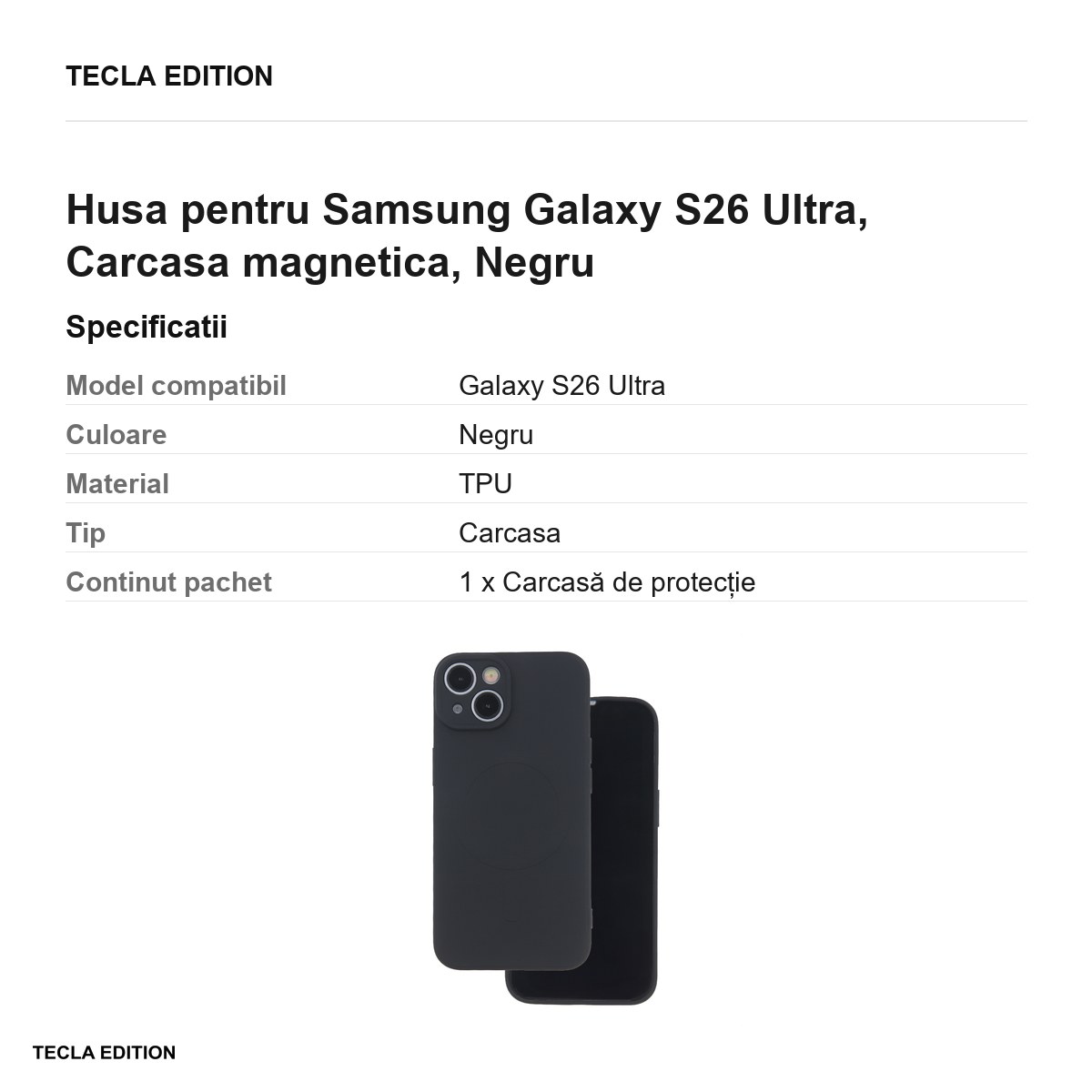 Husa Simple Color Mag pentru Samsung Galaxy S26 Ultra, Carcasa magnetica, Negru [3]