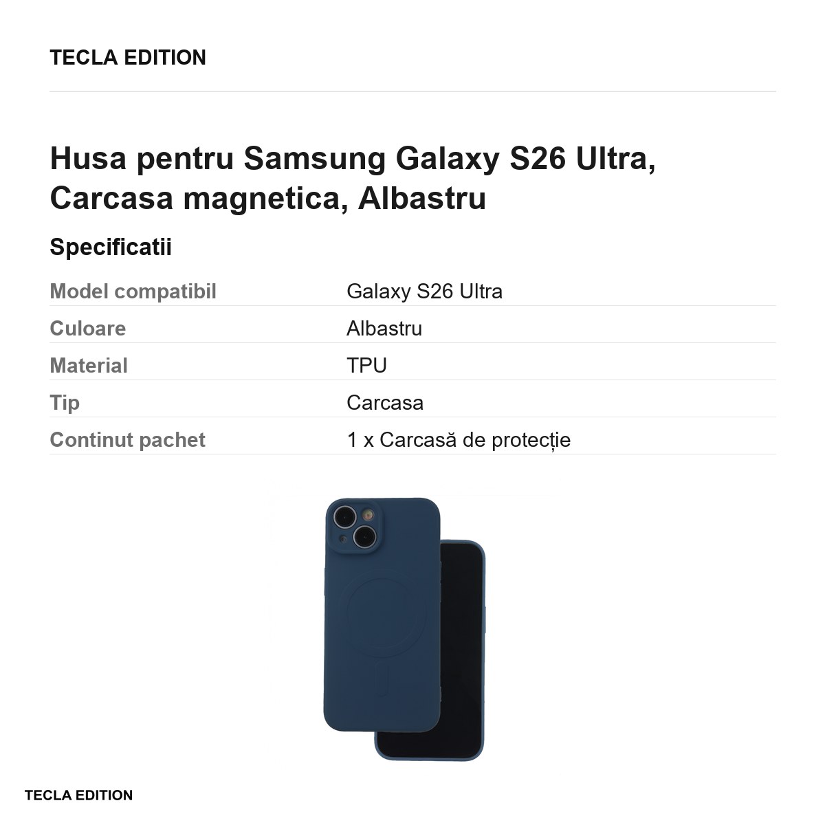 Husa Simple Color Mag pentru Samsung Galaxy S26 Ultra, Carcasa magnetica, Albastru [3]