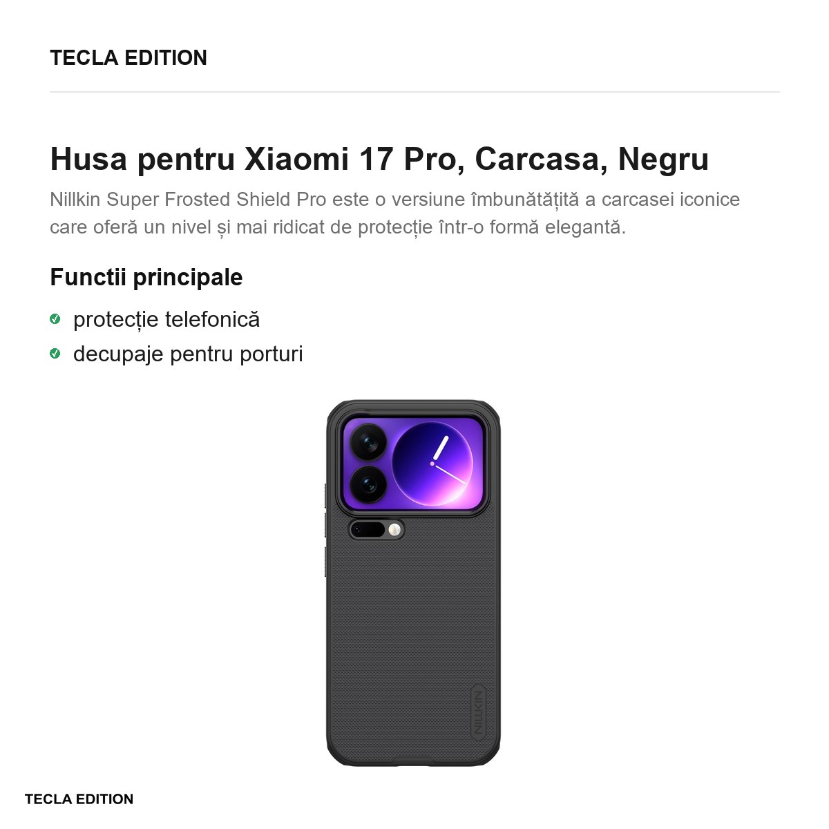 Husa Nillkin Super Shield Pro pentru Xiaomi 17 Pro, Carcasa, Negru [2]