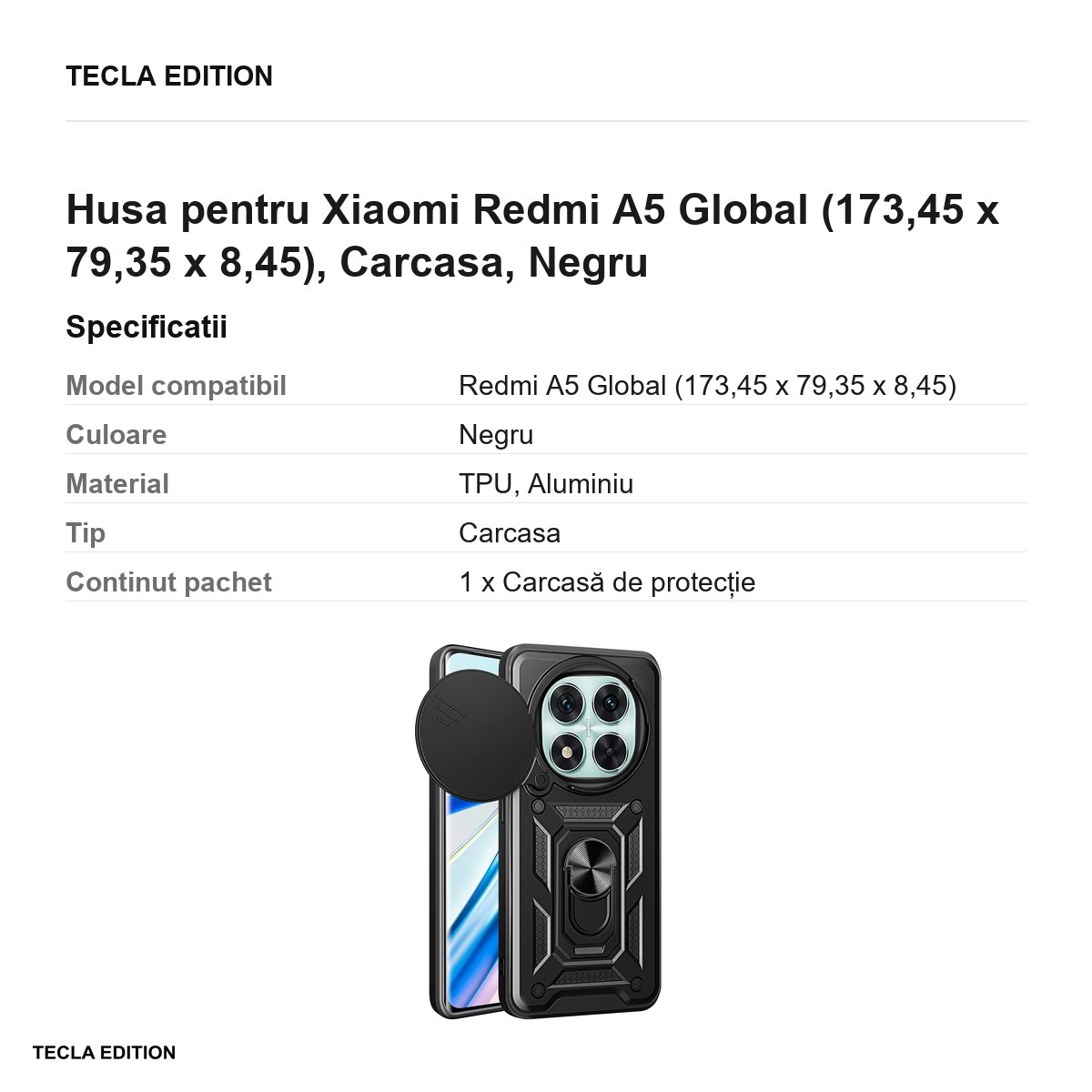 Husa Defender Slide pentru Xiaomi Redmi A5 Global, Carcasa, Negru [3]