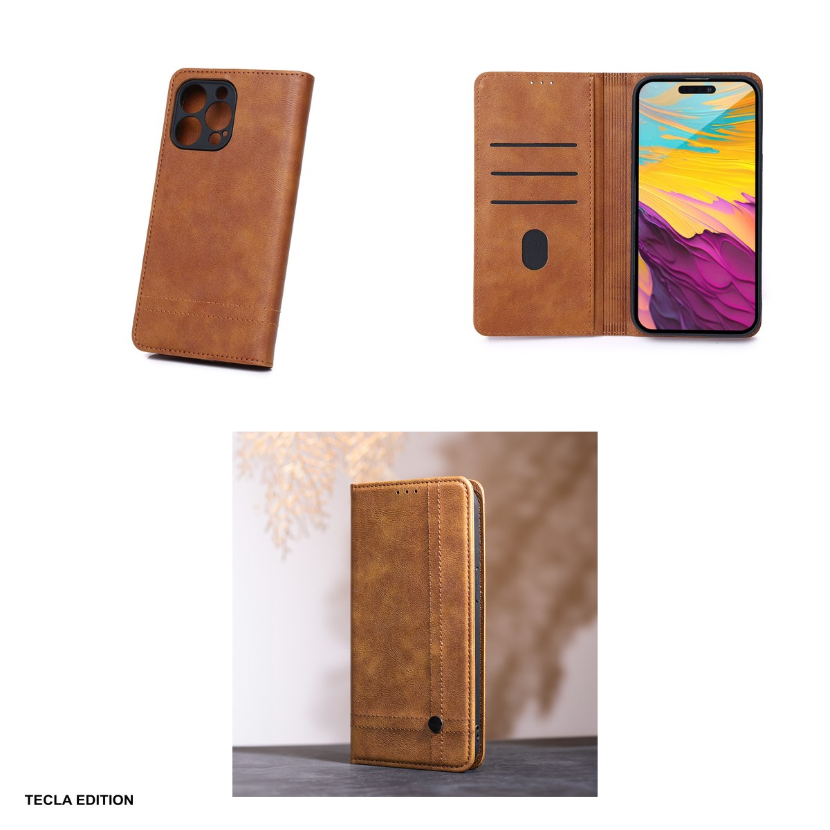 Husa Smart Seam pentru Xiaomi Redmi A5 Global, tip carte cu inchidere magnetica, Maro [4]