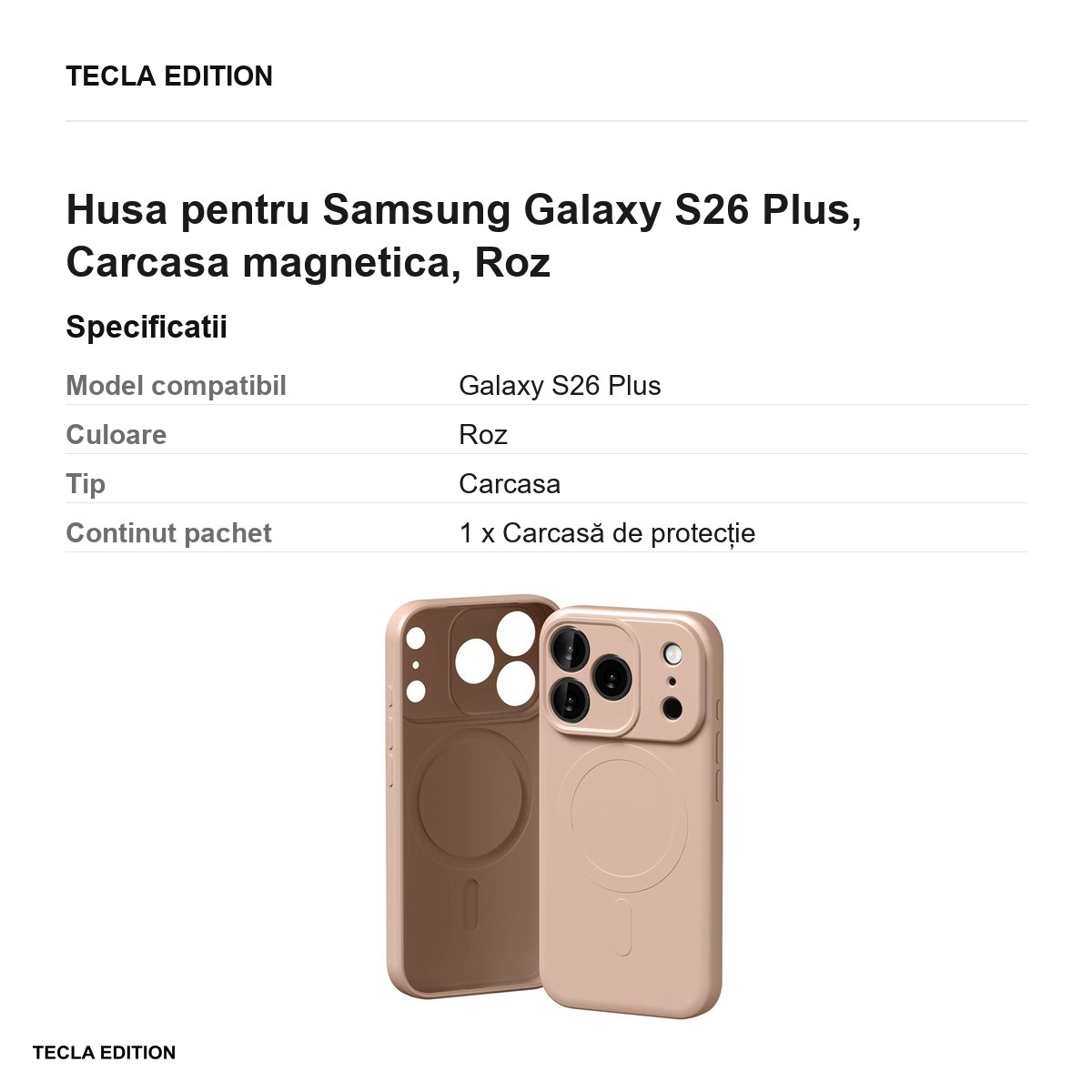 Husa Mercury Semi-Silicon + Sand pentru Samsung Galaxy S26 Plus, Carcasa magnetica, Roz [3]