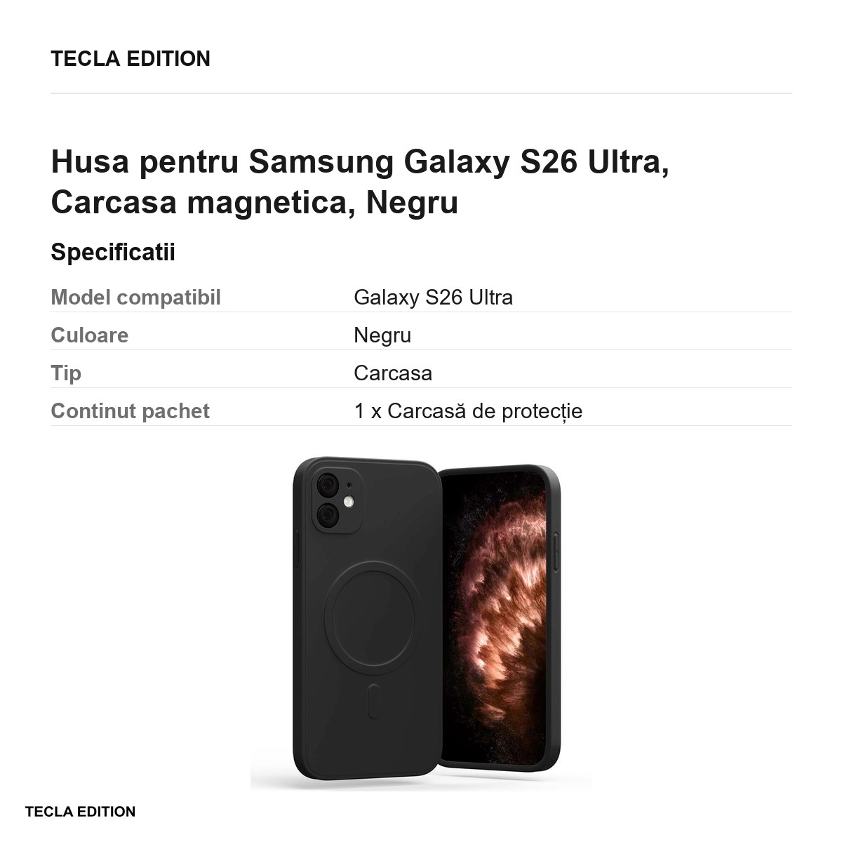 Husa Mercury Semi-Silicon pentru Samsung Galaxy S26 Ultra, Carcasa magnetica, Negru [3]