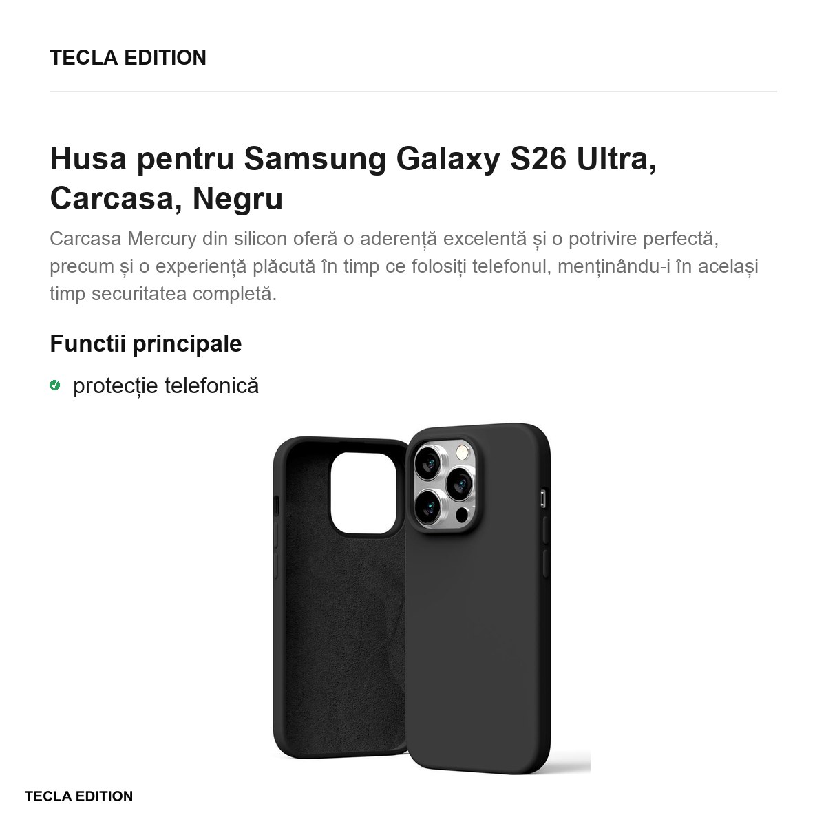 Husa Mercury Silicone pentru Samsung Galaxy S26 Ultra, Carcasa, Negru [2]