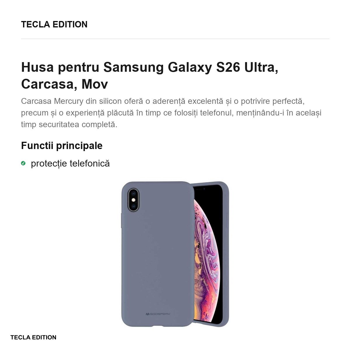 Husa Mercury Silicone pentru Samsung Galaxy S26 Ultra, Carcasa, Gri [2]