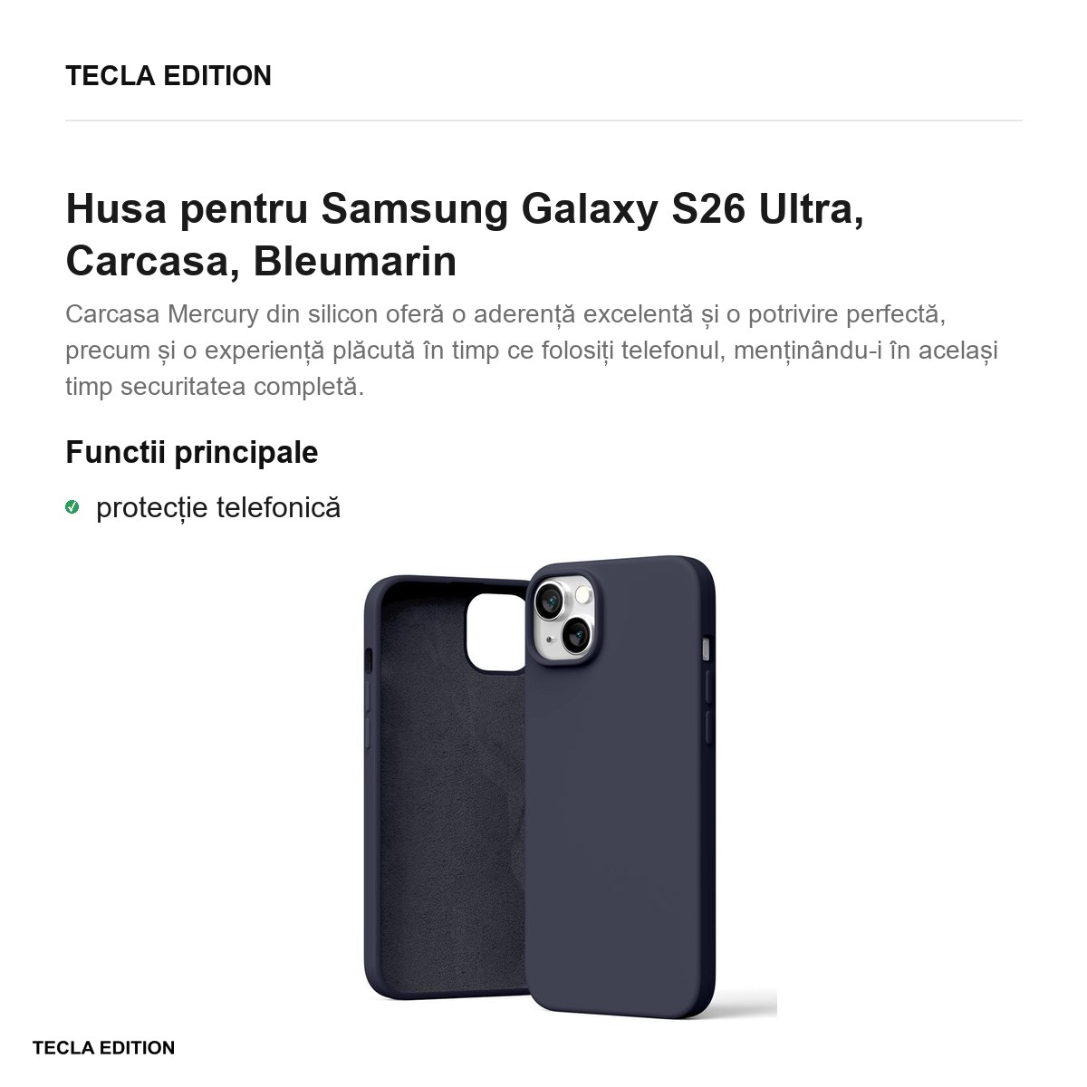 Husa Mercury Silicone pentru Samsung Galaxy S26 Ultra, Carcasa, Bleumarin [2]